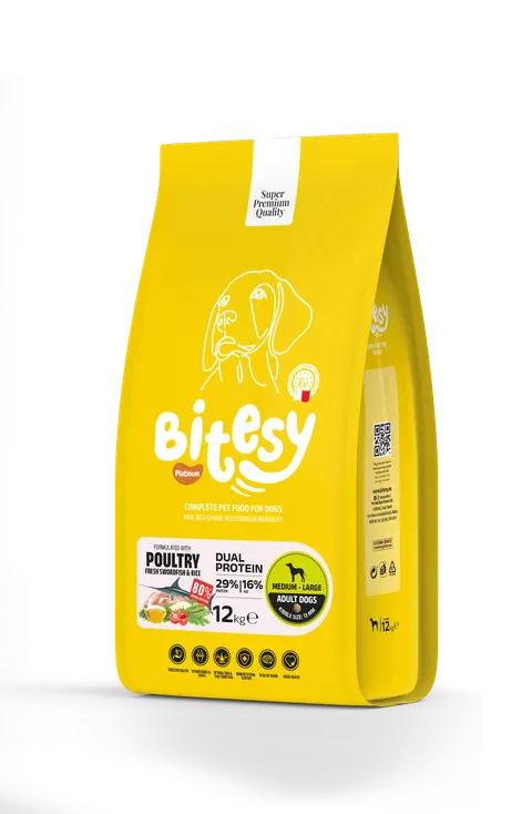 Bitesy Dual Protein - Drób i Miecznik z Ryżem 12kg