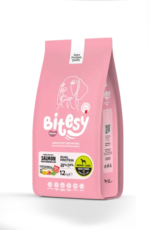 Bitesy Dual Protein - Łosoś i Ryba Morska z Ryżem 12 kg
