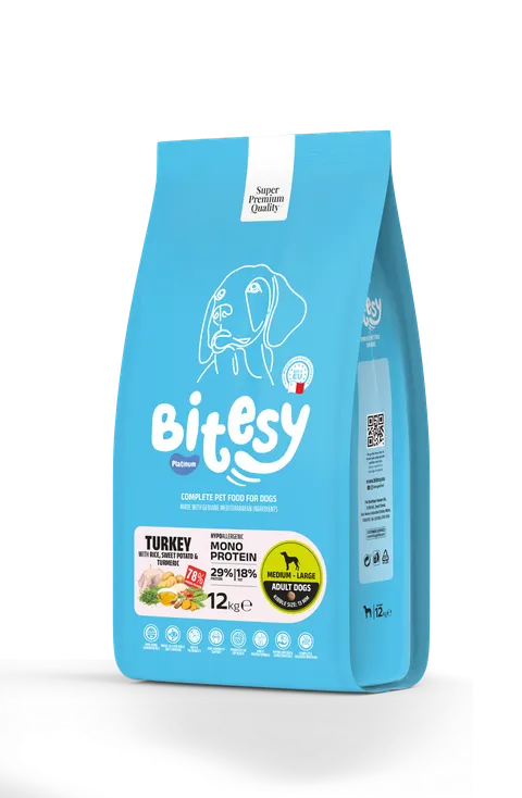 Bitesy Mono Protein - Indyk, Ryż, Batat i Kurkuma 12 kg