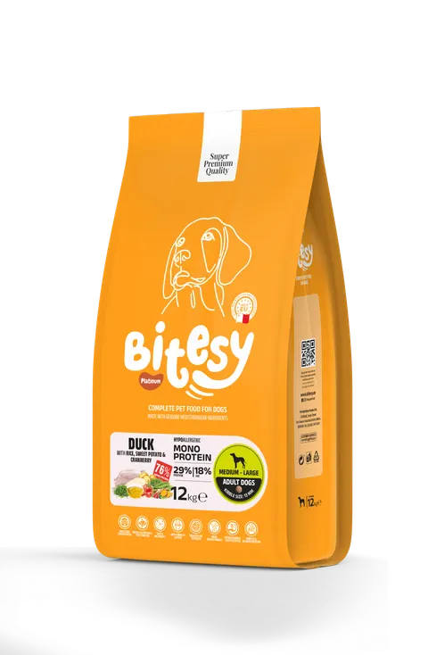 Bitesy Mono Protein - Kaczka, Ryż, Batat i Żurawina 12 kg
