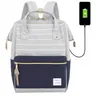 Plecak Himawari 9001 na laptopa 15,6" z USB Kolor: 16. szaro-granatowy (paski)