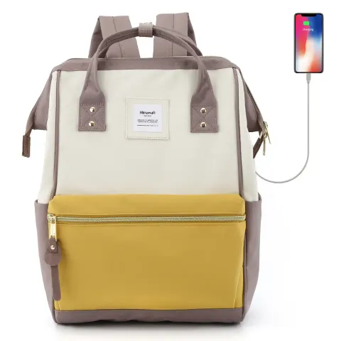 Plecak Himawari 9001 na laptopa 15,6" z USB Kolor: 32. liliowo-beżowo-żółty