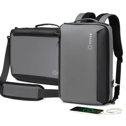 Torba/Plecak Ozuko na laptopa 15,6 - 16 cali 9490 z paskiem i USB Kolor: szary