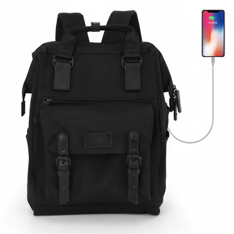 Plecak Himawari 9018 na laptopa 15,6" z USB Kolor: 05. cały czarny