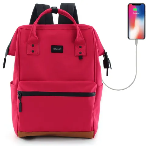Plecak Himawari 124 na laptopa 15,6" z USB Kolor: 01. czerwony/karmin