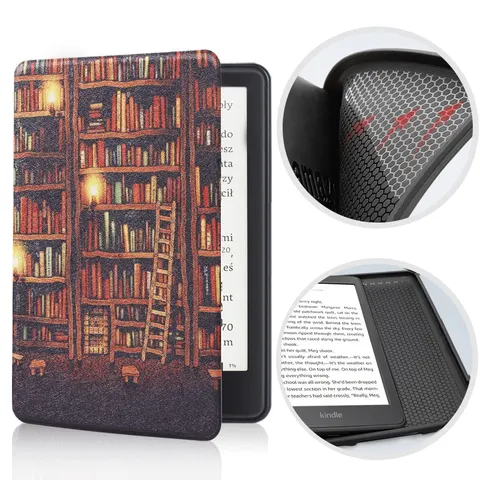 Etui Kindle Paperwhite 6 (12 generacja), 7 cali, silikonowy tył, wzory Kolor: 15. Library