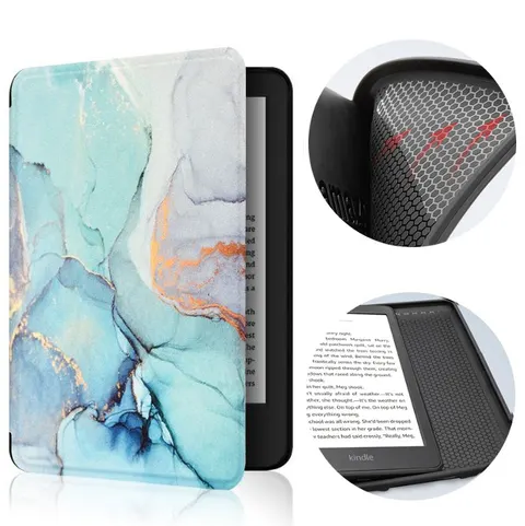 Etui Kindle Paperwhite 6 (12 generacja), 7 cali, silikonowy tył, wzory Kolor: 42. Blue marble