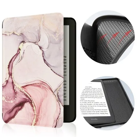 Etui Kindle Paperwhite 6 (12 generacja), 7 cali, silikonowy tył, wzory Kolor: 43. Pink marble