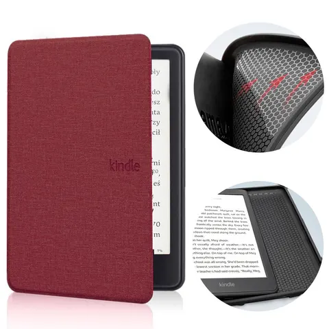 Etui Kindle Paperwhite 6 (12 generacja), 7 cali, silikonowy tył, tekstura Kolor: czerwone wino