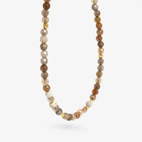 Choker z agat botswana; srebrny pozłacany