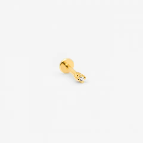 Kolczyk z cyrkonią 1,5 mm; srebrny pozłacany
