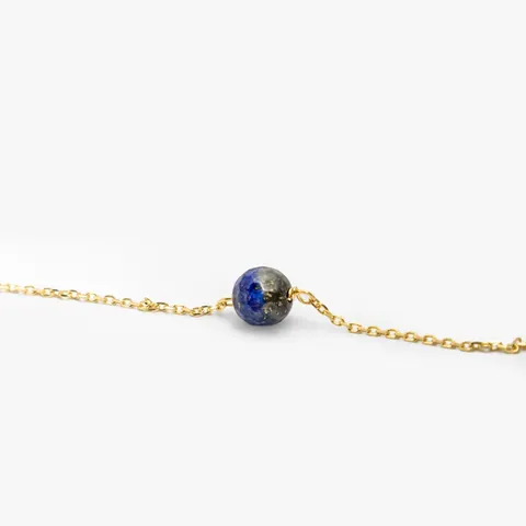 Naszyjnik z lapis lazuli; srebrny pozłacany