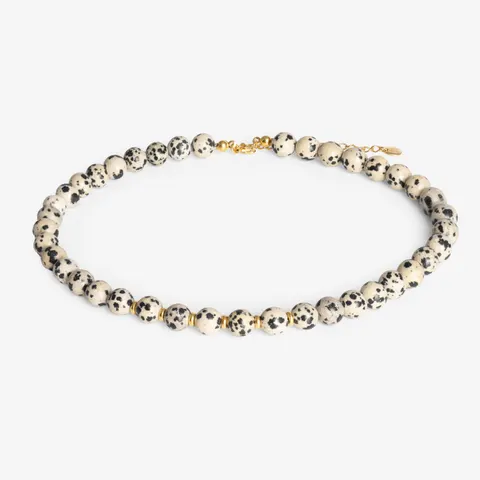 Choker z jaspisem dalmatyńskim; srebrny pozłacany