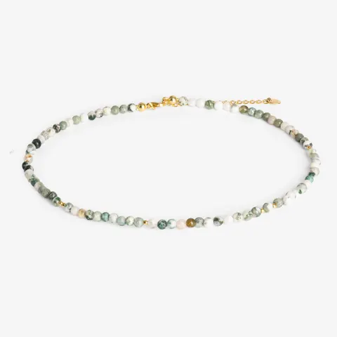Choker z agatem mszystym; srebrny pozłacany