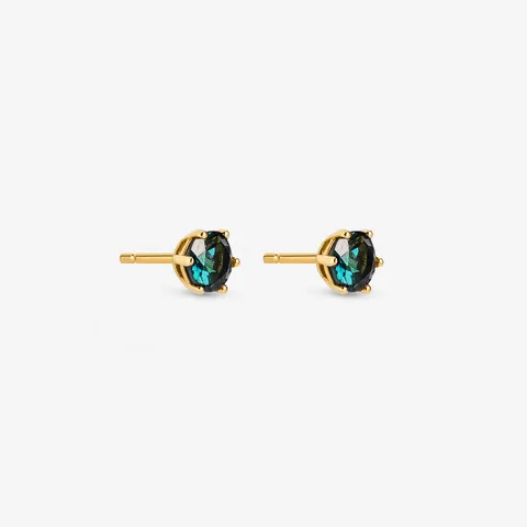 Kolczyki z topazem london blue 3,8 mm; złote