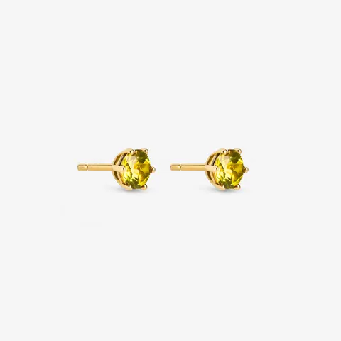 Kolczyki z perydotem 3,8 mm; złote