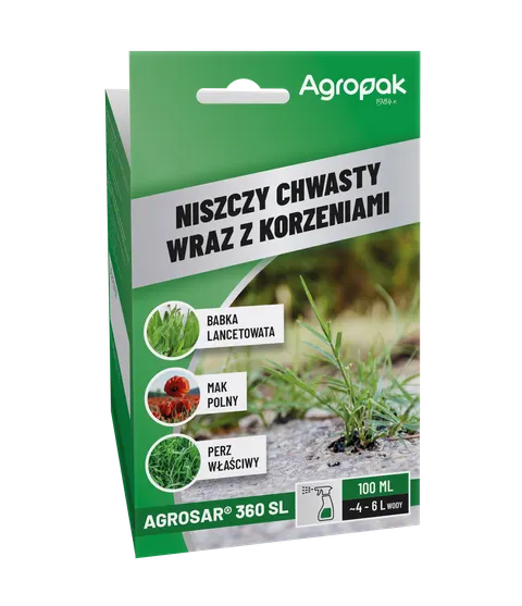 Agrosar 360 SL 100 ml Agropak na chwasty jednoliścienne i dwuliścienne
