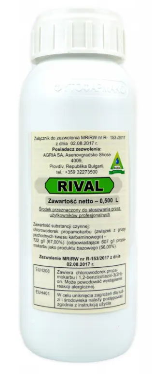 Rival 0,5l AGRIA chlorowodorek propamokarbu, zgorzel siewek, zgnilizny, pomidor, chryzantema