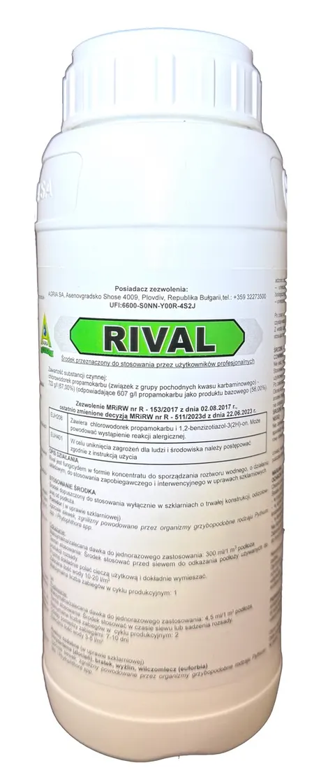 Rival 1L AGRIA chlorowodorek propamokarbu, zgorzel siewek, zgnilizny, pomidor, chryzantema