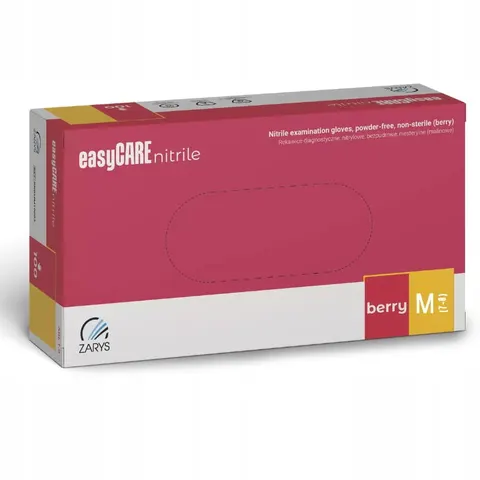 Rękawiczki nitrylowe BEZPUDROWE easyCARE berry ZARYS MALINOWE r.M 100 szt.