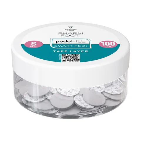 Pharm Foot PODO FILE TAPE LAYER 100, S Wymienne nakładki ścierne na PODO DISC 50 szt. w słoiczku