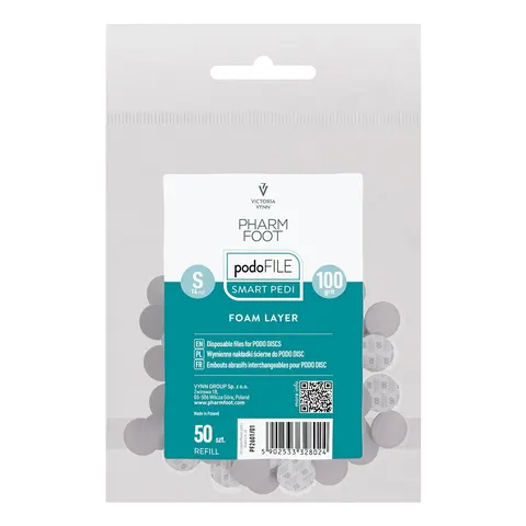 Pharm Foot PODO FILE REFILL FOAM LAYER 100, S Wymienne nakładki ścierne na PODO DISC 50 szt. w woreczku