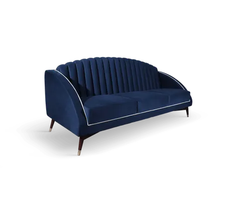 Sofa Carole od Ottiu aksamit drewno sosna orzech 200x85x87 cm