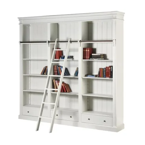 Regał na książki biblioteczka Minor White biała 241x251 cm drabinka