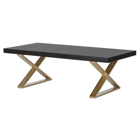 Stolik kawowy Simple Black X czarny blat złota podstawa stal