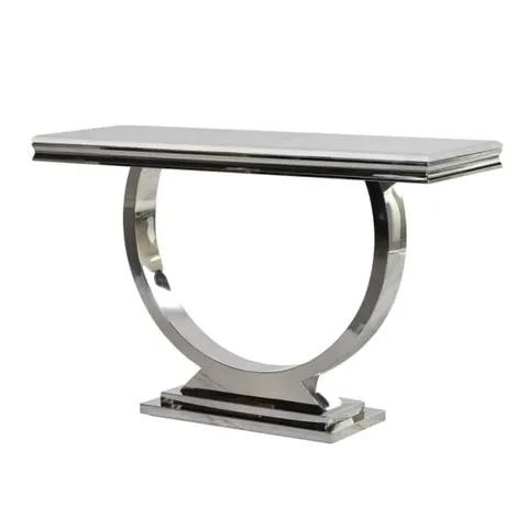 Konsola Belgrave Silver 120 cm – marmur kompozytowy i srebrna stal