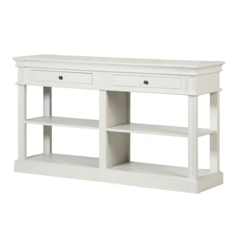 Konsola Maldon White topola 160x90,5 cm biała dwie szuflady