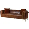Skórzana sofa Boscobel Leather Brown 240 cm brązowa skóra drewno kauczukowe stal nierdzewna