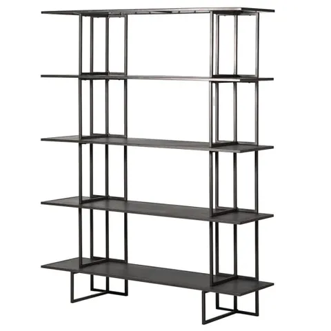 Czarny regał Eaton Black 190x150 cm żelazna konstrukcja i półki