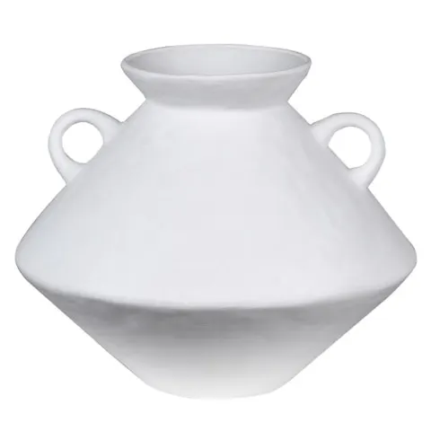 Wazon Stone Handles S z kamionki 24 cm biały wazon z uchwytami