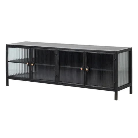 Szafka RTV Linton Black z ryflowanym szkłem 160 cm