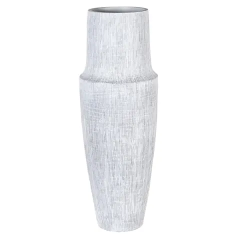 Waza Textural White 80 cm poliresin wysoka biała waza dekoracyjna