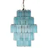 Niebieski żyrandol Maldon Blue 110x80 cm niebieskie szkło żelazo duży rozmiar