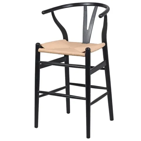 Hoker Linton Black 99 cm – czarny wiąz i rattan do wyspy kuchennej