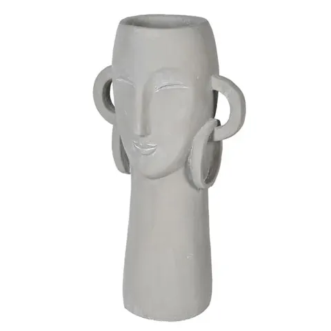 Wazon Earring 46 cm szary cement twarz kobiety z kolczykami w uszach