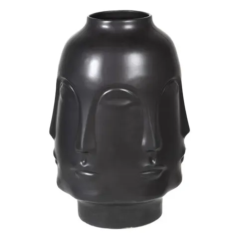 Waza wazon ceramiczny Faces 43 cm czarny ceramika motyw twarzy