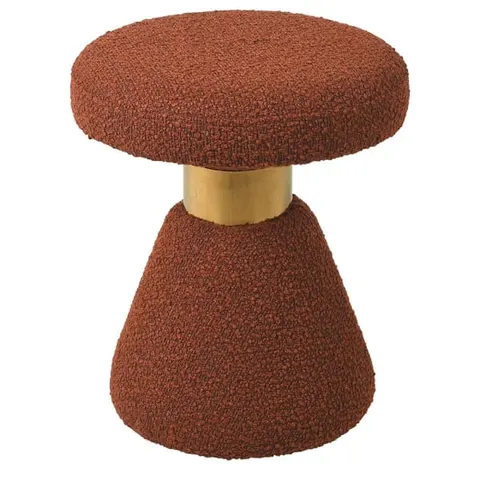 Stołek Cloud Rust 48 cm pomarańczowa tkanina boucle dekoracyjne siedzisko puf