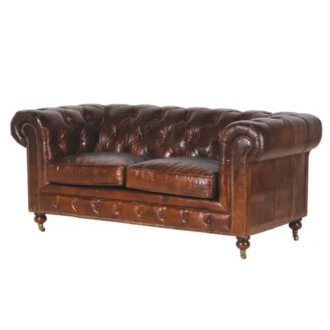 Skórzana Sofa Chesterfield Brown II 180 cm brązowa skóra