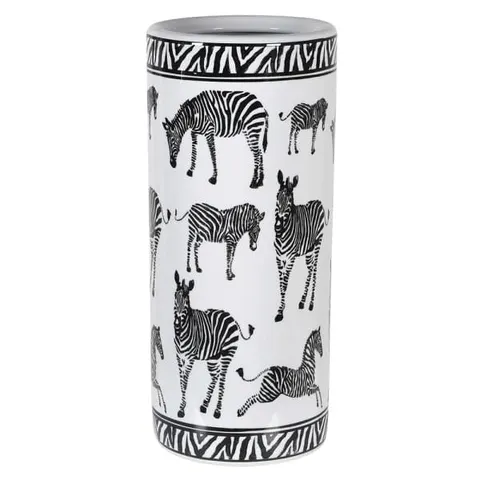 Porcelanowy parasolnik Zebra 45 cm - stojak na parasole biel i czerń