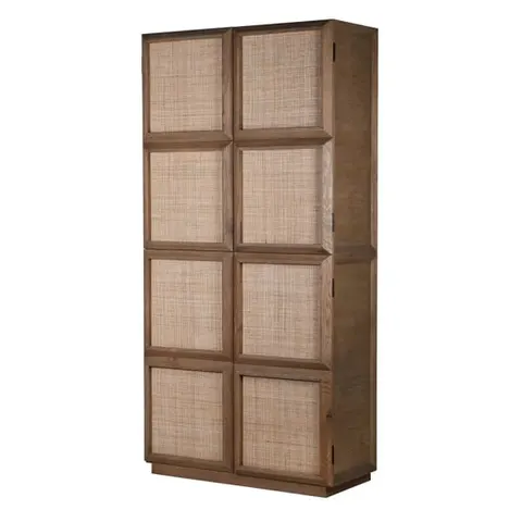 Szafa Squares wysoka komoda 206 cm dąb brąz transparentne drzwi