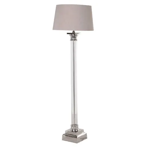 Lampa podłogowa Clear Luxury 169 cm podstawa szklana bawełniany abażur