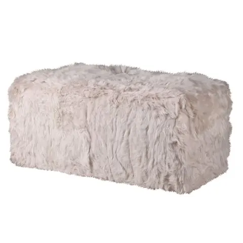 Duży puf ławka Lyall Elegant 110 cm owcza skóra krem