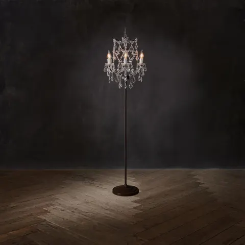 Rustykalna Lampa Podłogowa Antique rust Kryształy