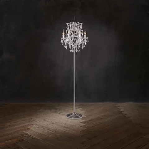 Rustykalna Lampa Podłogowa Natural Antique rust kryształy
