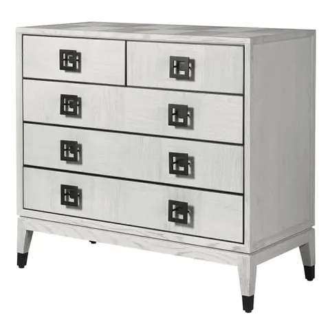 Komoda Light Oak 100 cm szuflady dąb żelazne detale czarne jasne drewno