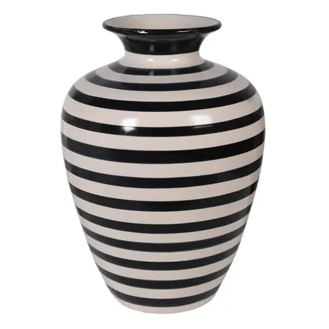 Duży Wazon ceramiczny Stripes 48,5 cm biało czarne pasy